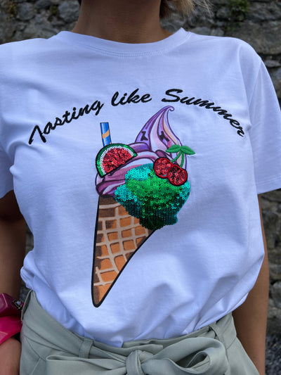 White Ice Cream Logo T-Shirt T2129
