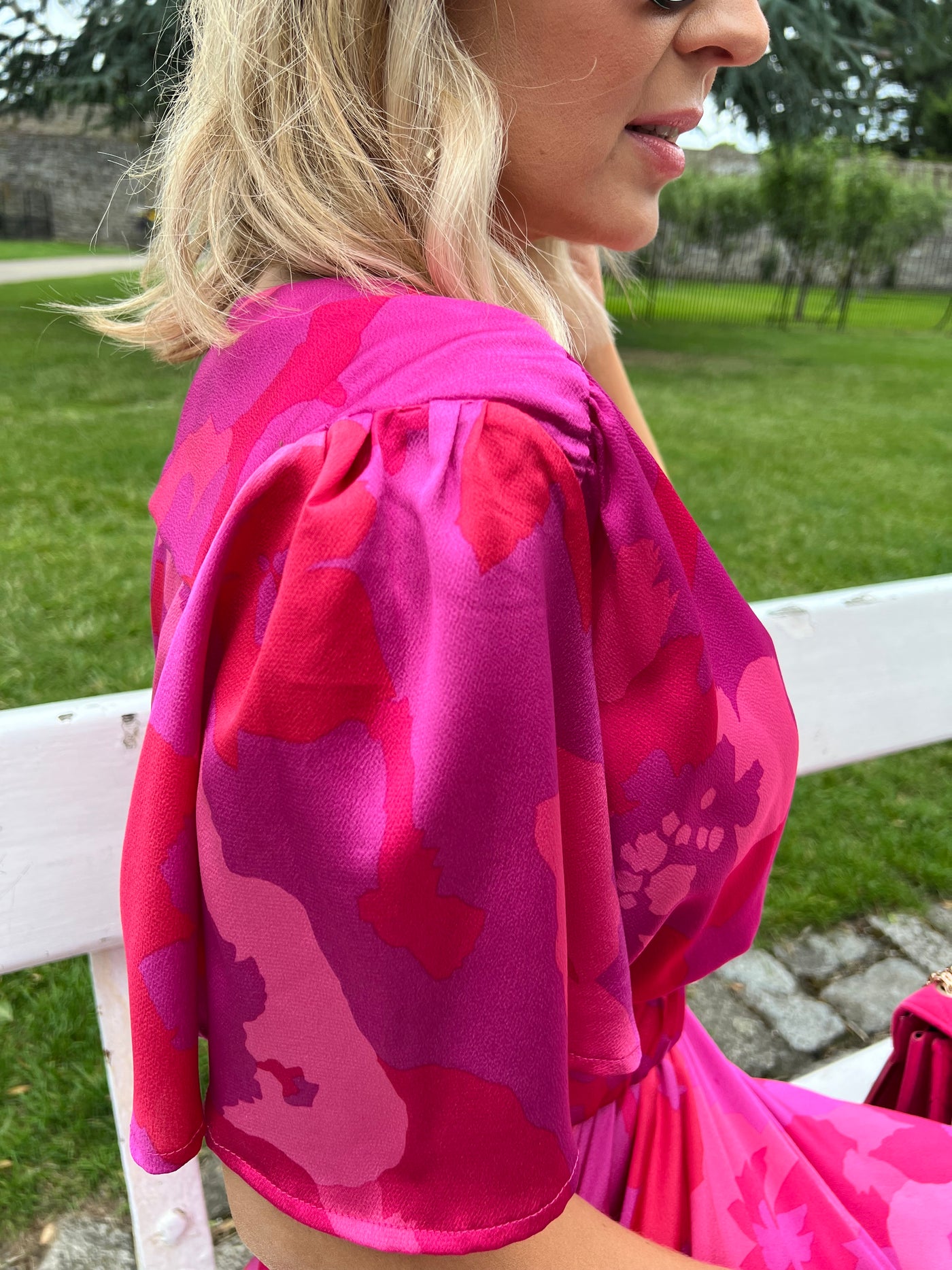 Satin Printed Flutter Sleeve Maxi Dress