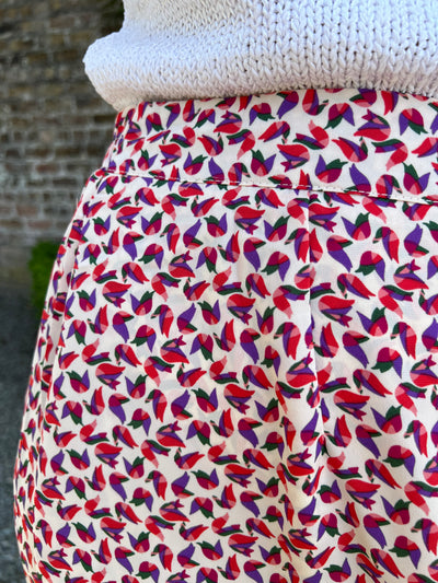 Cream Ditsy Floral Wrap Maxi Skirt