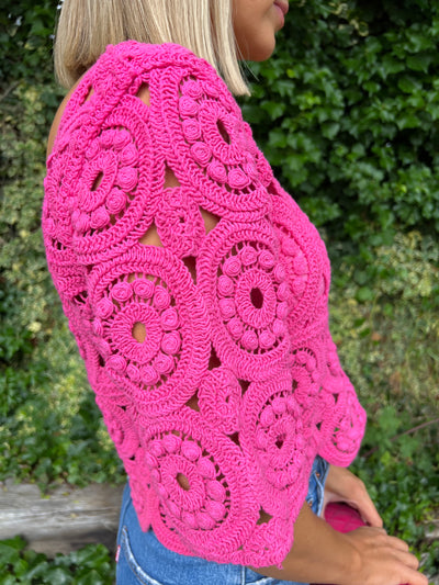Crochet Short Sleeve Crop Top