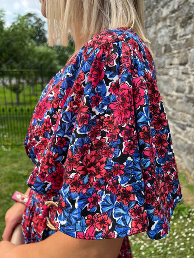 Multicoloured Floral Short Sleeve Dress