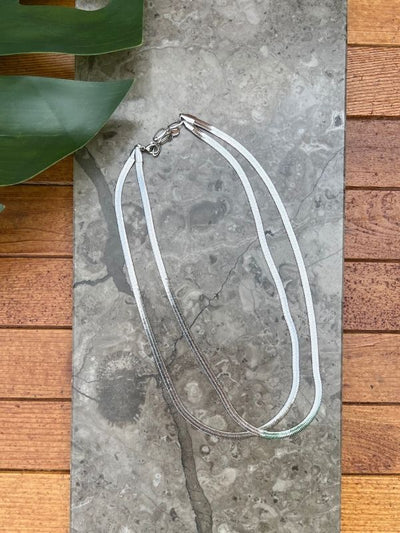 Snake Chain Layered Necklace - Silver