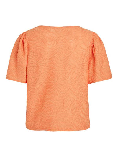 Textured Short Sleeve Top - Orange