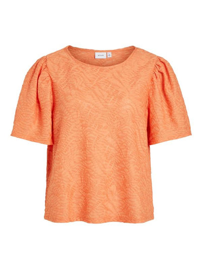 Textured Short Sleeve Top - Orange