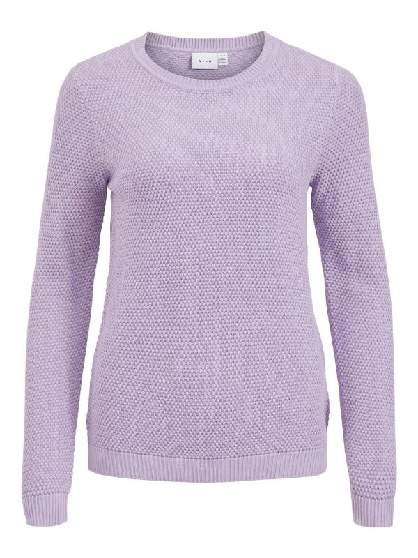 Woven Round Neck Jumper - Lilac
