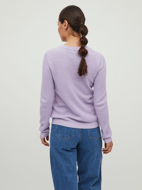 Woven Round Neck Jumper - Lilac