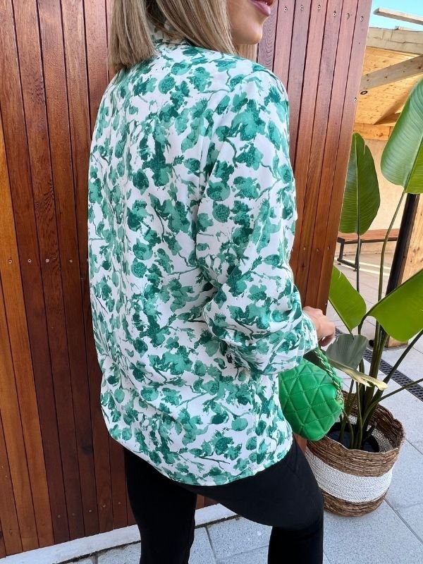 Floral Printed Shirt - Green - safura.ie
